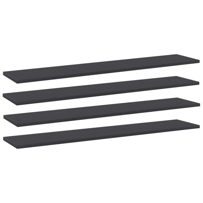 Knygų lentynos plokštės, 4vnt., pilkos, 100x20x1,5cm, MDP