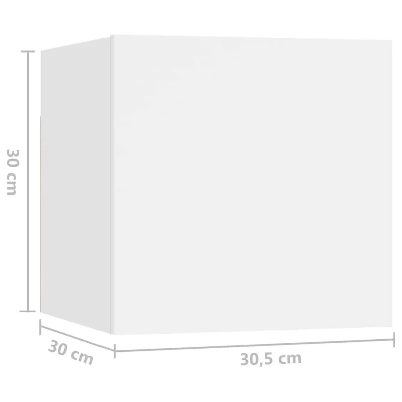 Televizoriaus spintelių komplektas, 8 dalių, baltas, mediena