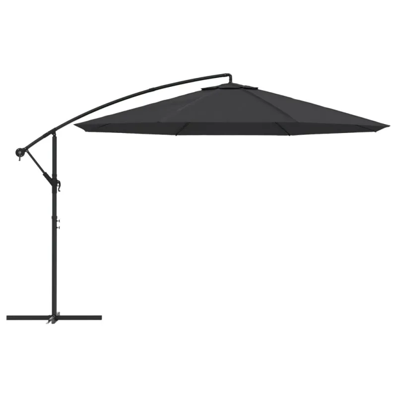 Gembinis sodo skėtis su aliuminiu stulpu, juodas, 350cm