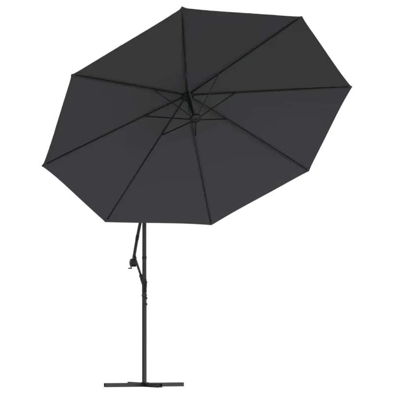 Gembinis sodo skėtis su aliuminiu stulpu, juodas, 350cm