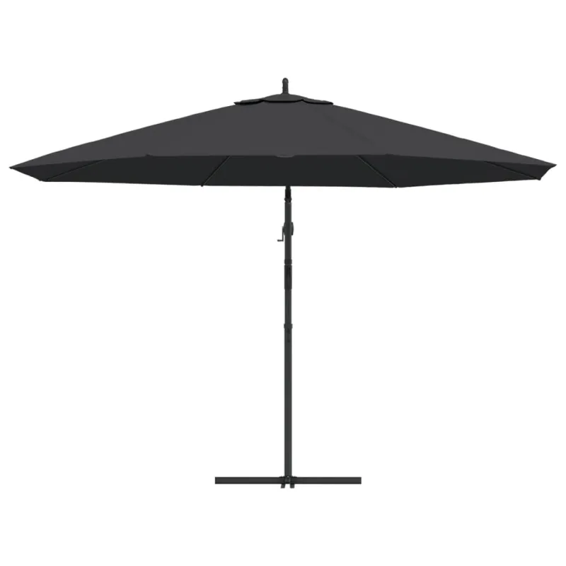 Gembinis sodo skėtis su aliuminiu stulpu, juodas, 350cm