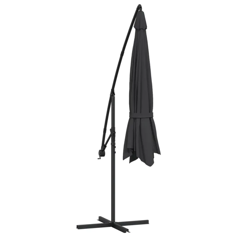 Gembinis sodo skėtis su aliuminiu stulpu, juodas, 350cm