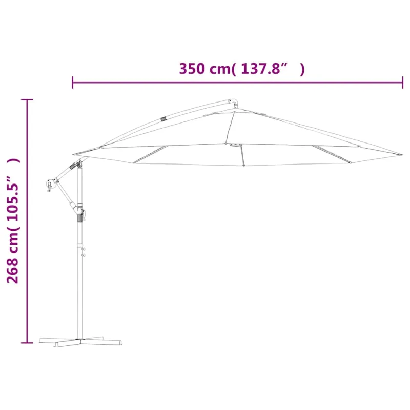 Gembinis sodo skėtis su aliuminiu stulpu, taupe, 350cm
