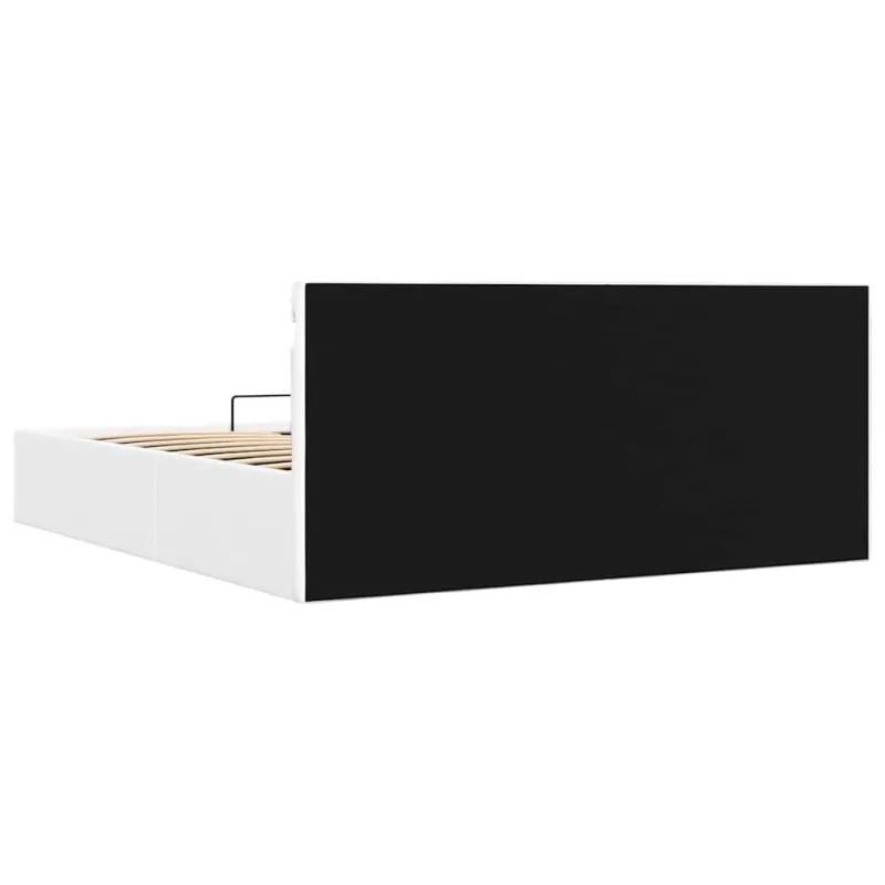 Lovos rėmas su LED/daiktadėže, baltas, 160x200cm, dirbtinė oda
