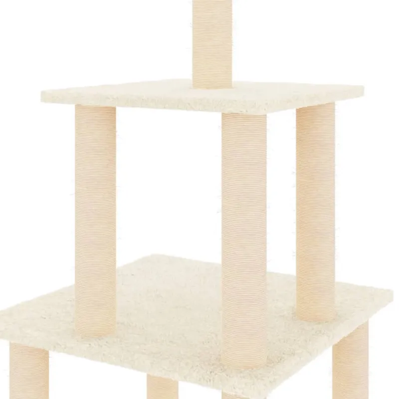 Draskyklė katėms su stovais iš sizalio, kreminės spalvos, 111cm