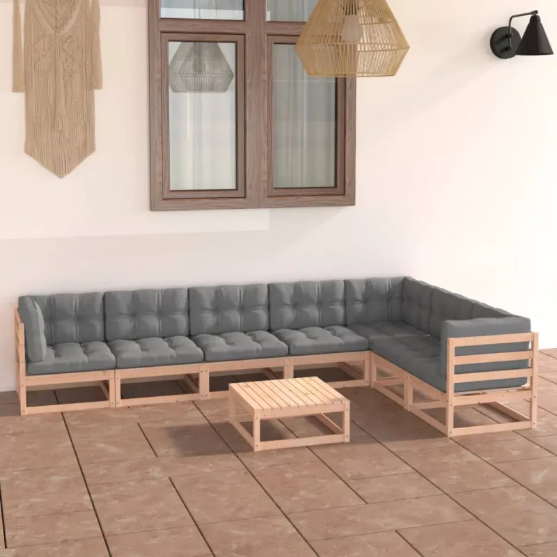 Sodo komplektas su pagalvėlėmis, 8 dalių, pušies masyvas