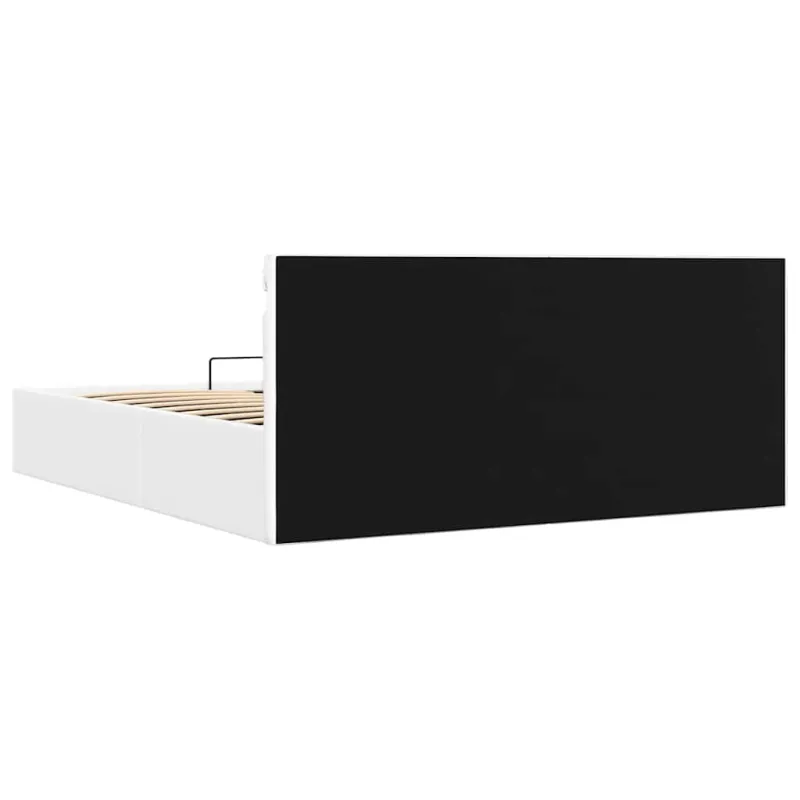 Lovos rėmas su LED/daiktadėže, baltas, 180x200cm, dirbtinė oda