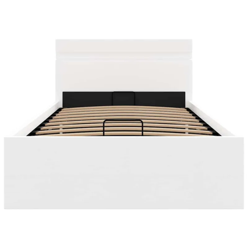 Lovos rėmas su LED/daiktadėže, baltas, 100x200cm, dirbtinė oda