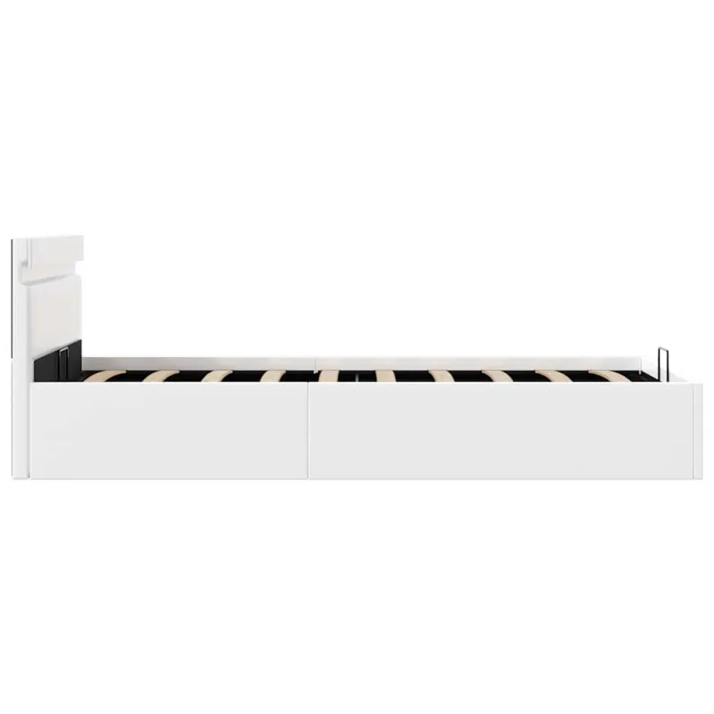 Lovos rėmas su LED/daiktadėže, baltas, 100x200cm, dirbtinė oda