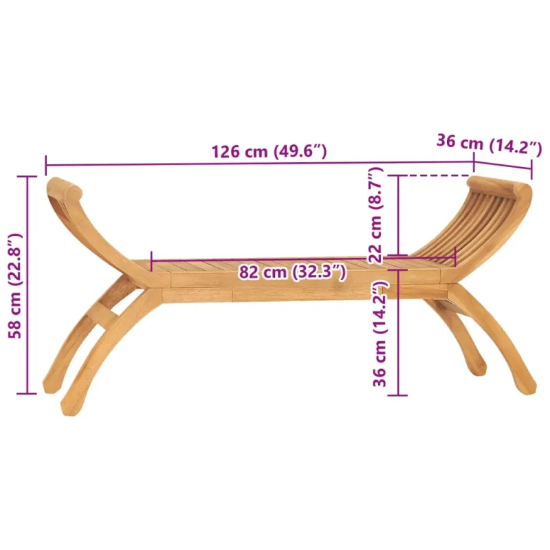 Sodo suoliukas, 126cm, tikmedžio medienos masyvas