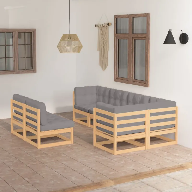Sodo komplektas su pagalvėlėmis, 7 dalių, pušies masyvas