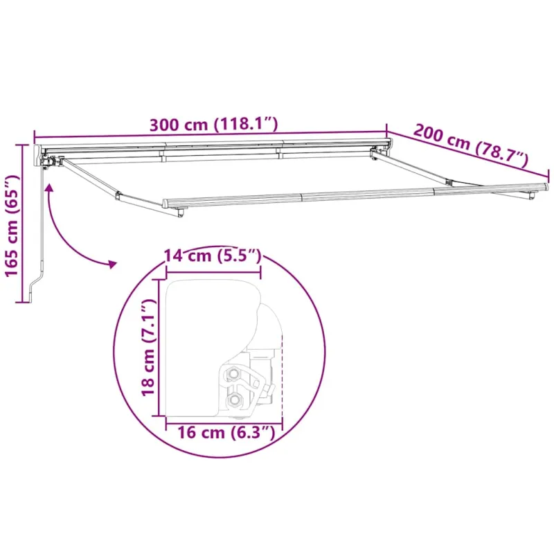 Markizės rėmas Geltona ir balta 300 x 200 cm