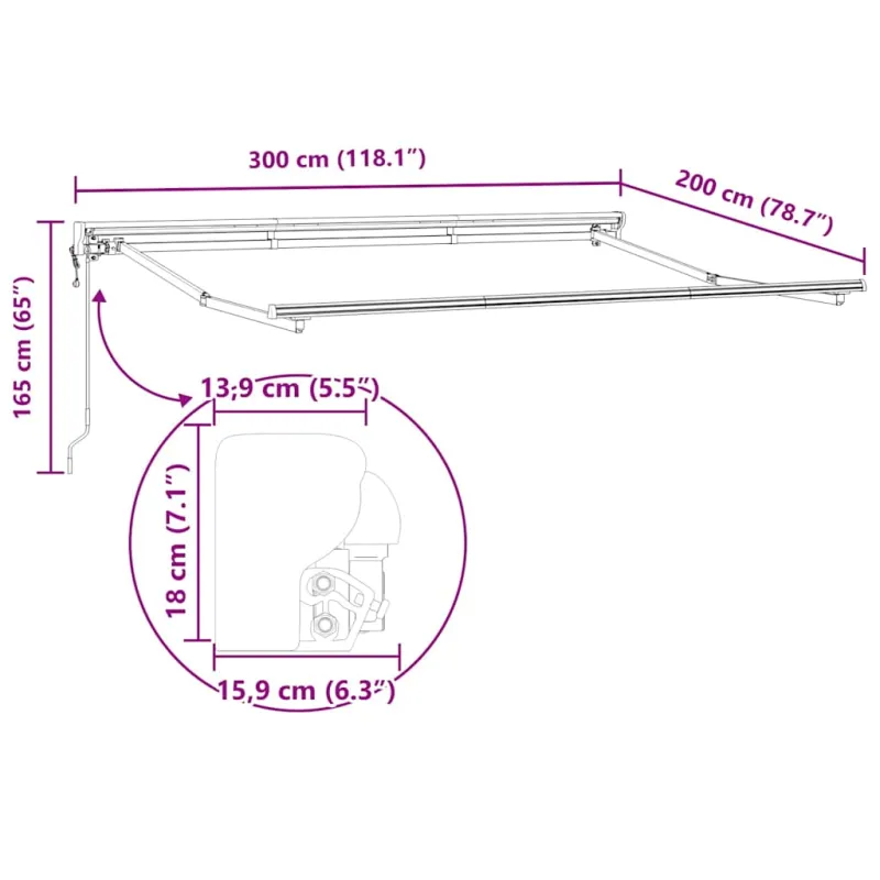 Markizės rėmas Geltona ir balta 300 x 200 cm
