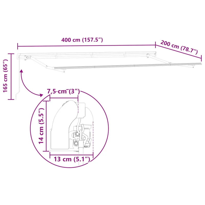 Ištraukiama markizė Ruda 400 x 200 cm audinys
