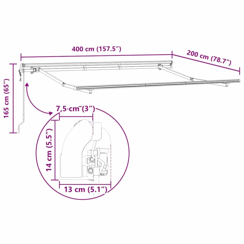 Ištraukiama markizė Ruda 400 x 200 cm audinys