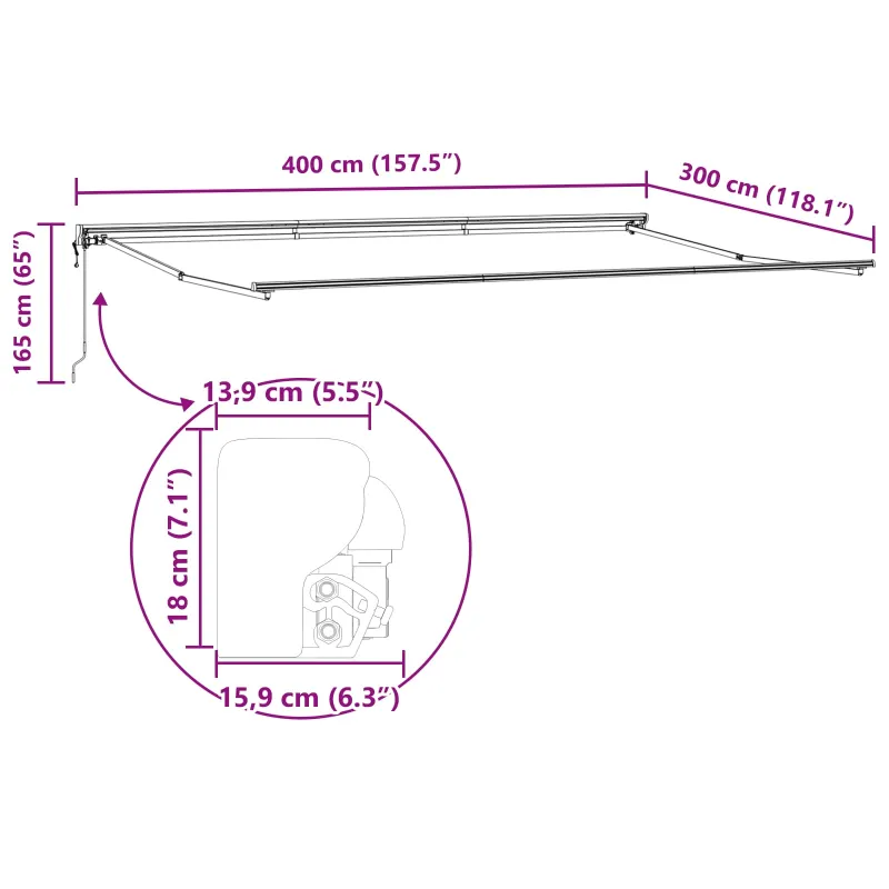 Markizės rėmas Raudona ir balta 400 × 300 cm