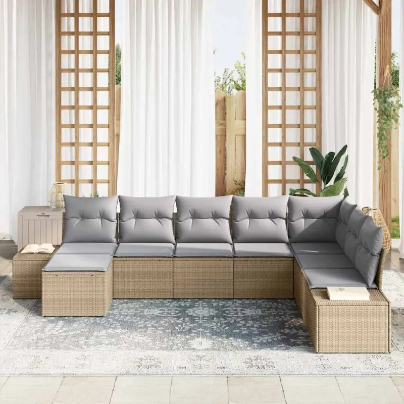 Sodo Sofų Rinkinys su pagalve 8 pcs poliratanas