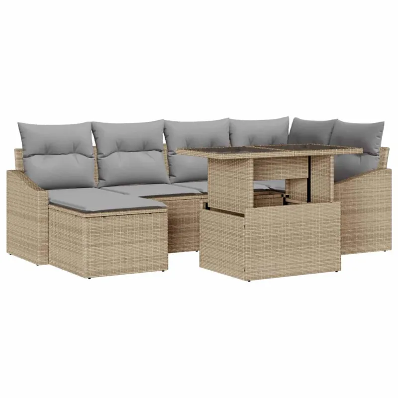 Sodo Sofų Rinkinys 7 pcs smėlio ir šviesiai pilkos spalvos