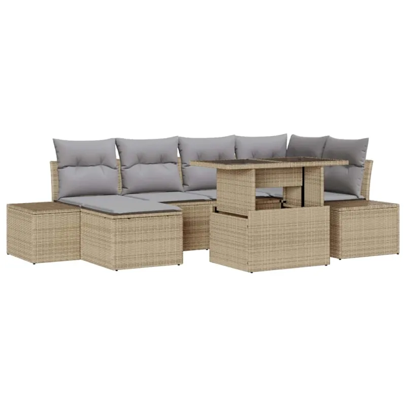 Sodo Sofų Rinkinys 7 pcs smėlio ir šviesiai pilkos spalvos