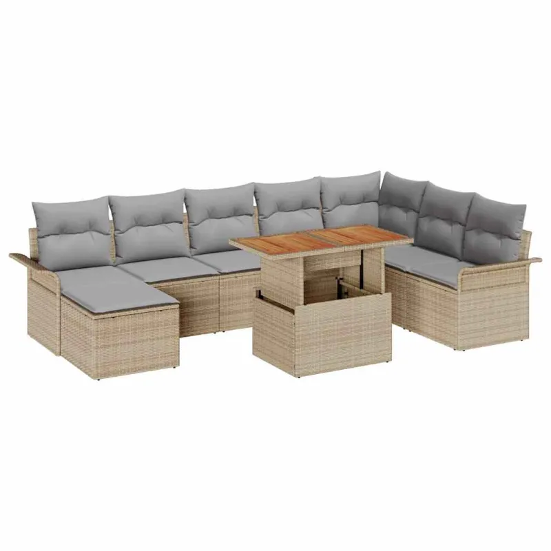 Sodo Sofų Rinkinys 9 pcs smėlio ir šviesiai pilkos spalvos
