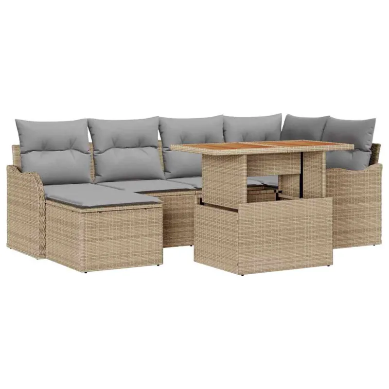 Sodo Sofų Rinkinys 7 pcs smėlio ir šviesiai pilkos spalvos