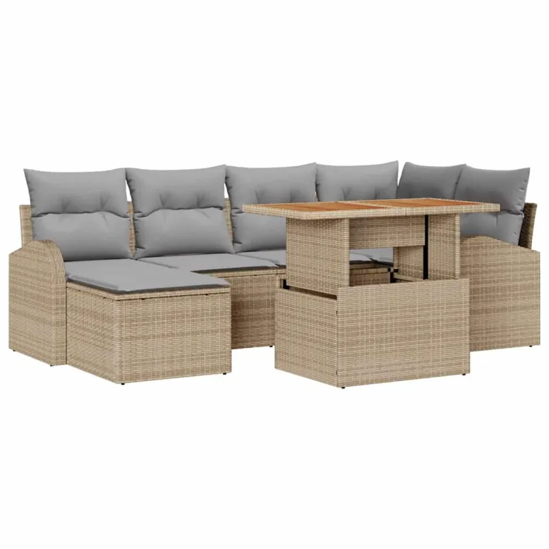 Sodo Sofų Rinkinys 7 pcs smėlio ir šviesiai pilkos spalvos