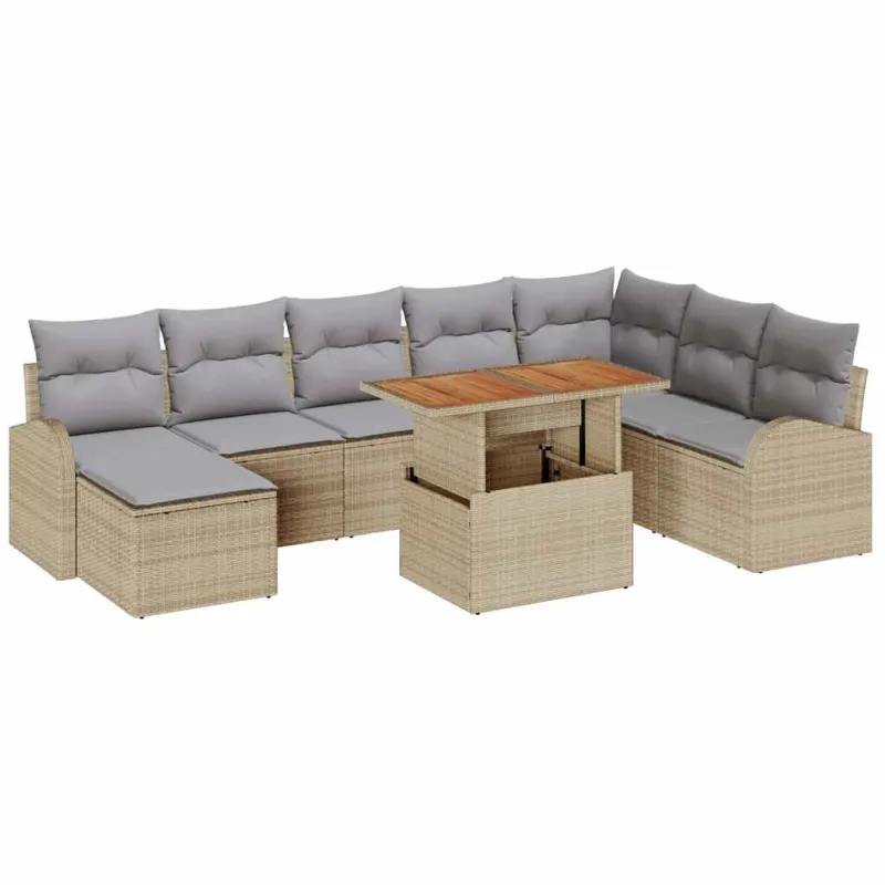 Sodo Sofų Rinkinys 9 pcs smėlio ir šviesiai pilkos spalvos