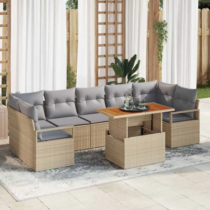 Sodo Sofų Rinkinys su pagalve 8 pcs Bežinė ir pilka