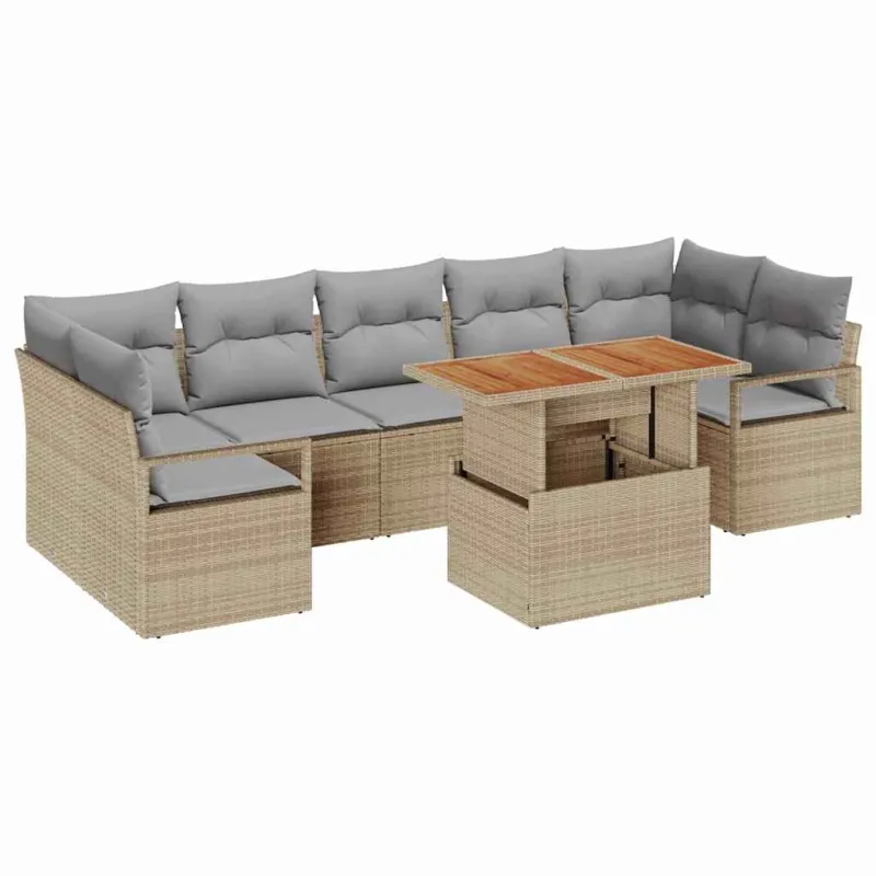 Sodo Sofų Rinkinys su pagalve 8 pcs Bežinė ir pilka