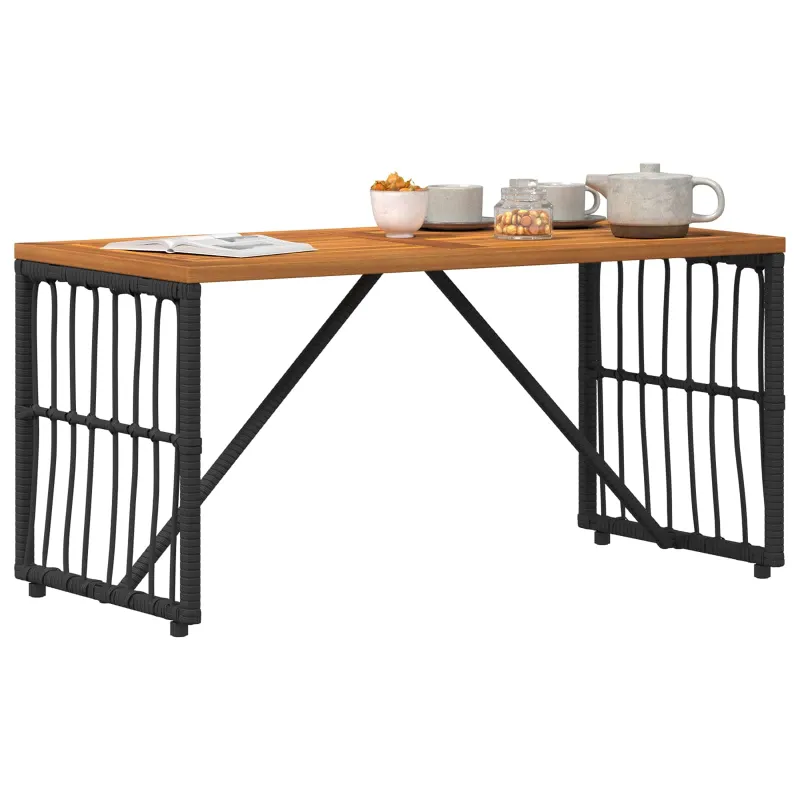 Lauko pöytä Musta 80 x 40 x 40 cm Teräs ja polyrottinki