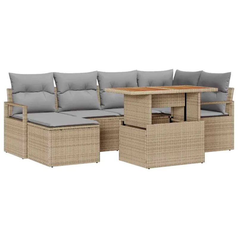 Sodo Sofų Rinkinys 7 pcs Bežinė ir pilka