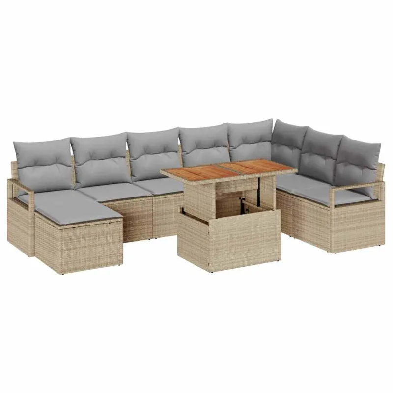 Sodo Sofų Rinkinys 9 pcs Bežinė ir pilka