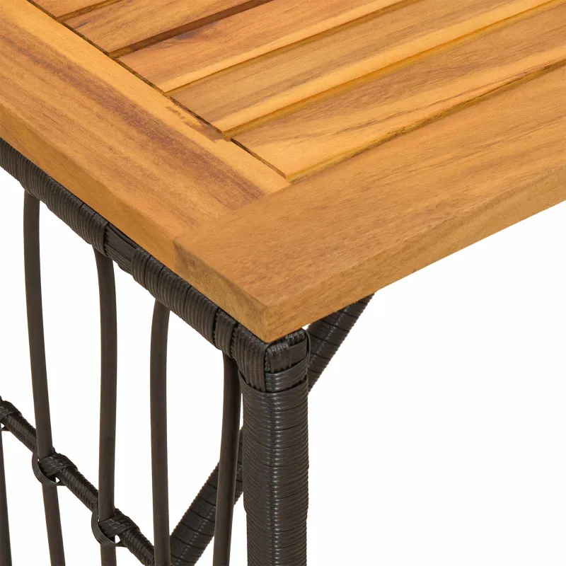 Lauko pöytä Musta 80 x 40 x 40 cm Teräs ja polyrottinki