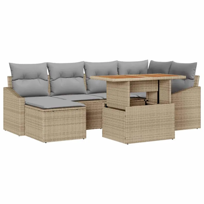 Sodo Sofų Rinkinys 7 pcs Bežinė ir pilka