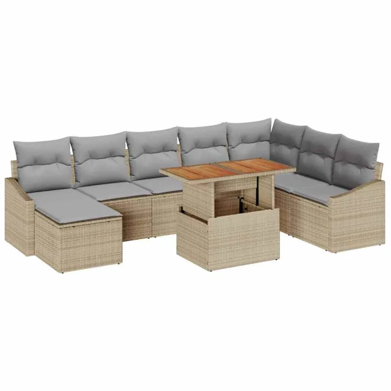 Sodo Sofų Rinkinys 9 pcs Bežinė ir pilka