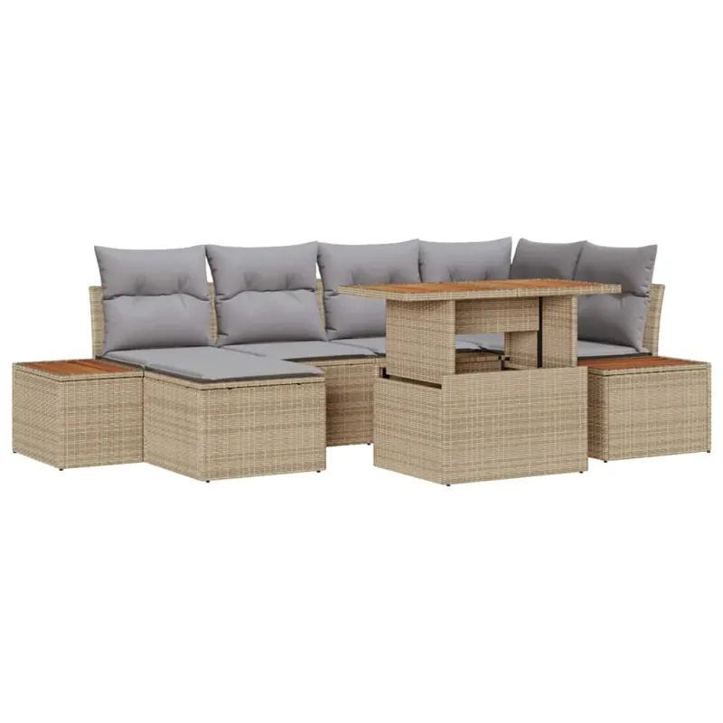 Sodo Sofų Rinkinys 7 pcs Bežinė ir pilka