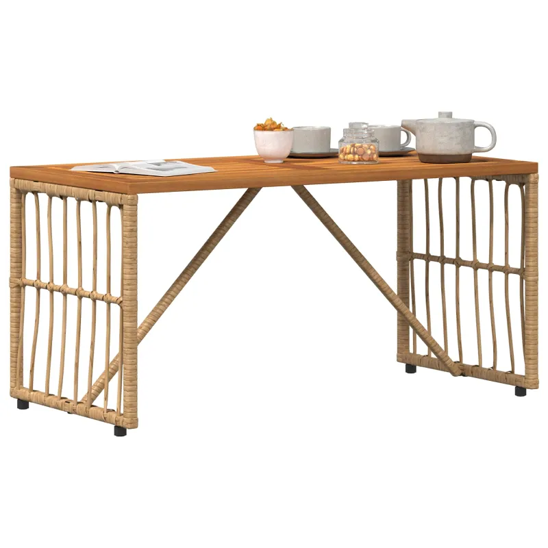 Lauko pöytä Luonnollinen 80 x 40 x 40 cm Teräs ja polyrottinki