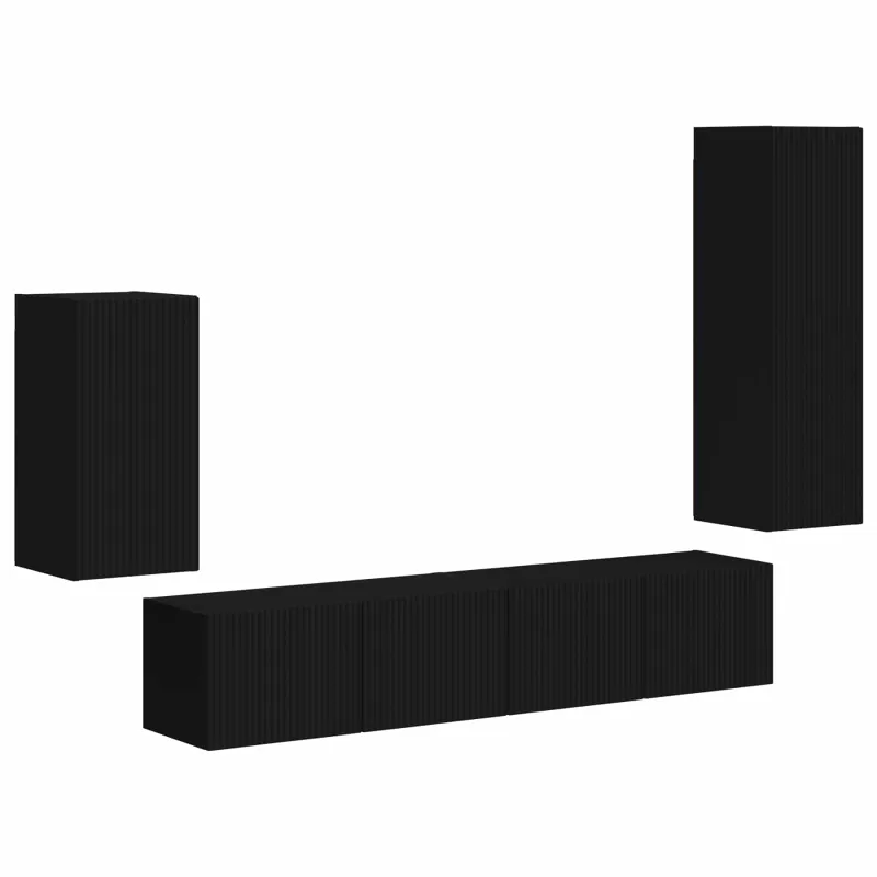 TV spintelių komplektas 4 pcs Juoda Apdirbta mediena