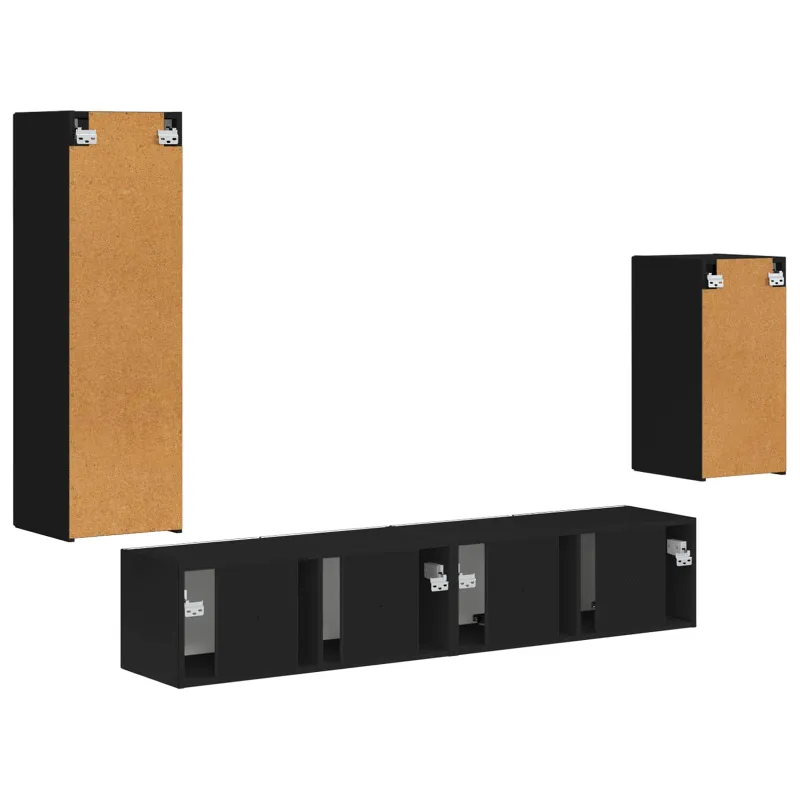 TV spintelių komplektas 4 pcs Juoda Apdirbta mediena