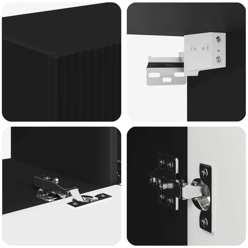 TV spintelių komplektas 4 pcs Juoda Apdirbta mediena