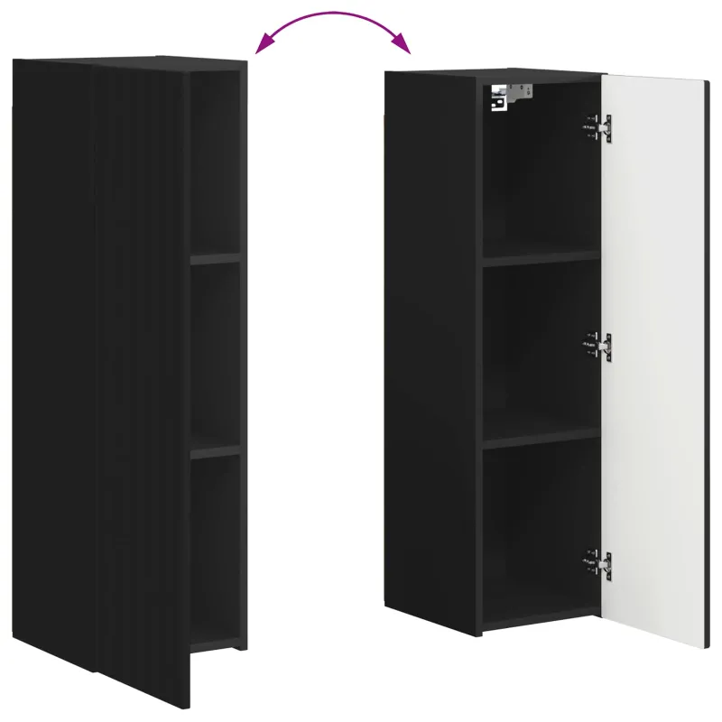 TV spintelių komplektas 4 pcs Juoda Apdirbta mediena