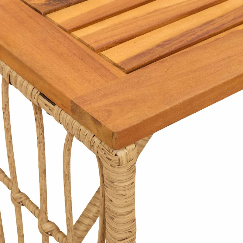 Lauko pöytä Luonnollinen 80 x 40 x 40 cm Teräs ja polyrottinki