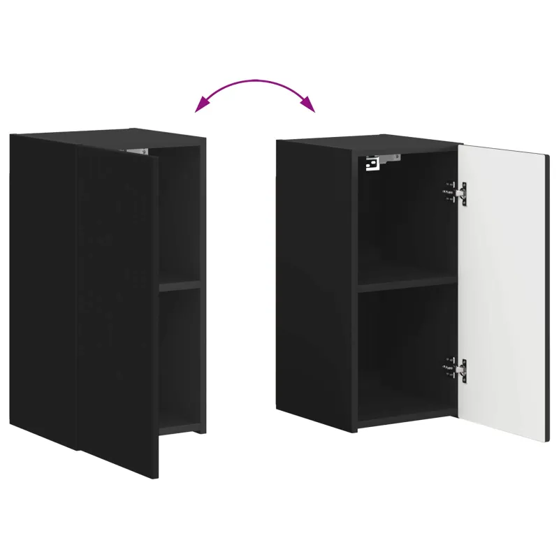 TV spintelių komplektas 4 pcs Juoda Apdirbta mediena