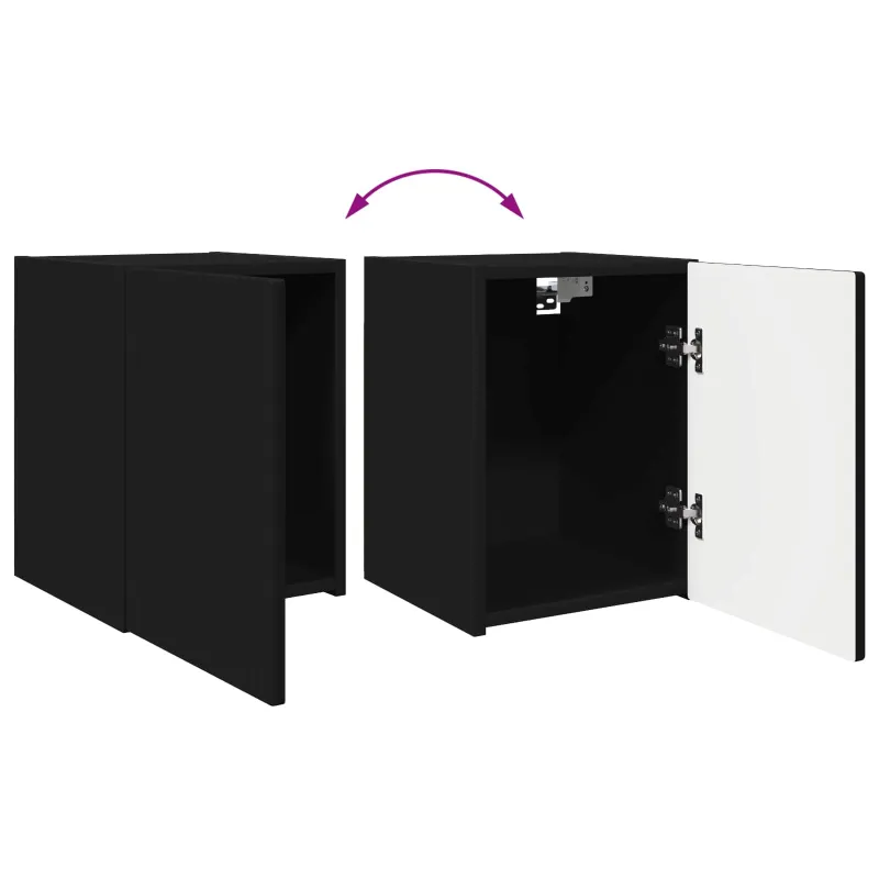 TV spintelių komplektas 3 pcs Juoda Apdirbta mediena