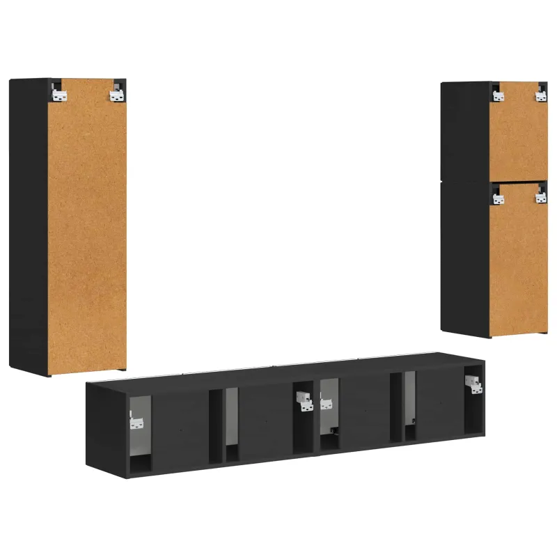 TV spintelių komplektas 4 pcs Juoda Apdirbta mediena