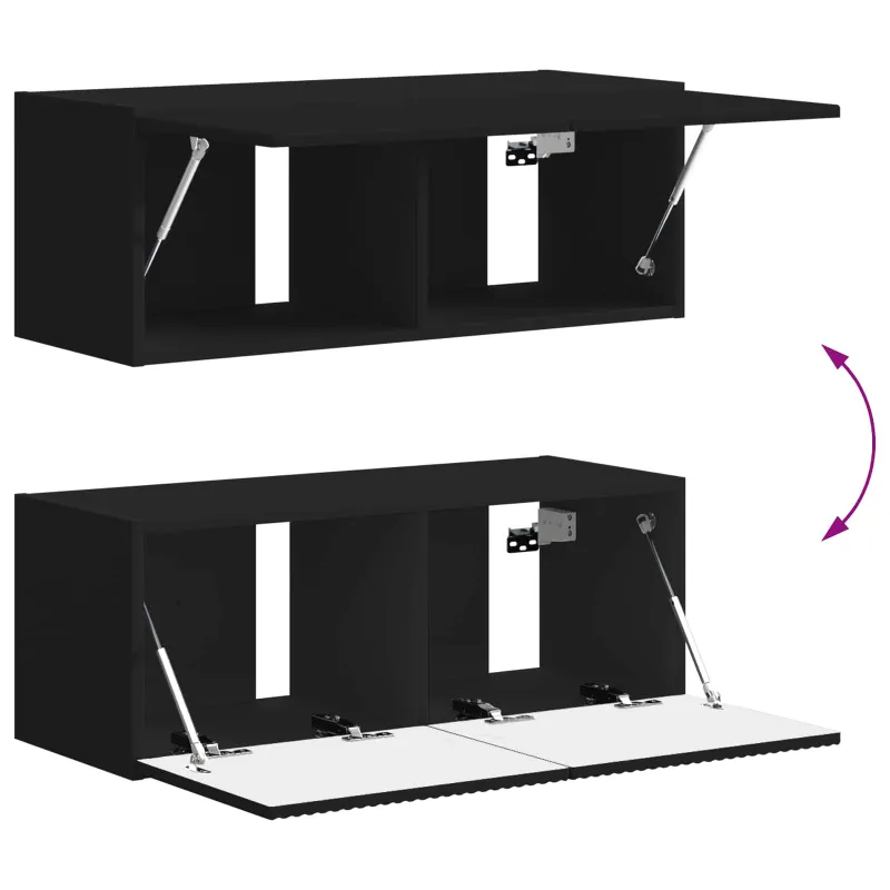 TV spintelių komplektas 4 pcs Juoda Apdirbta mediena