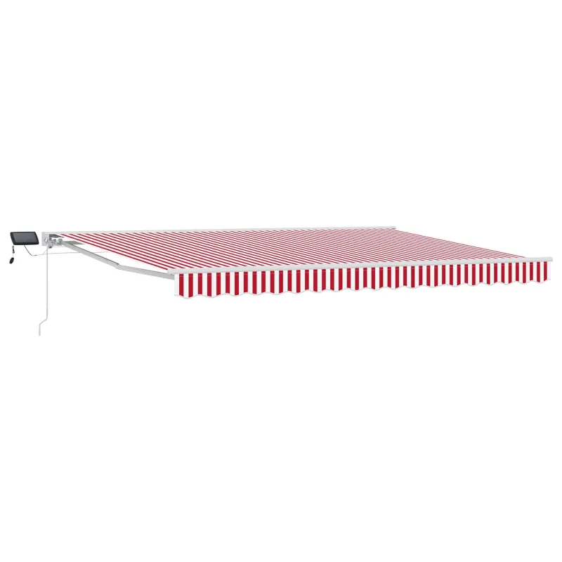 Rankinis markizės rėmas su LED Raudona ir balta 4 × 3 m