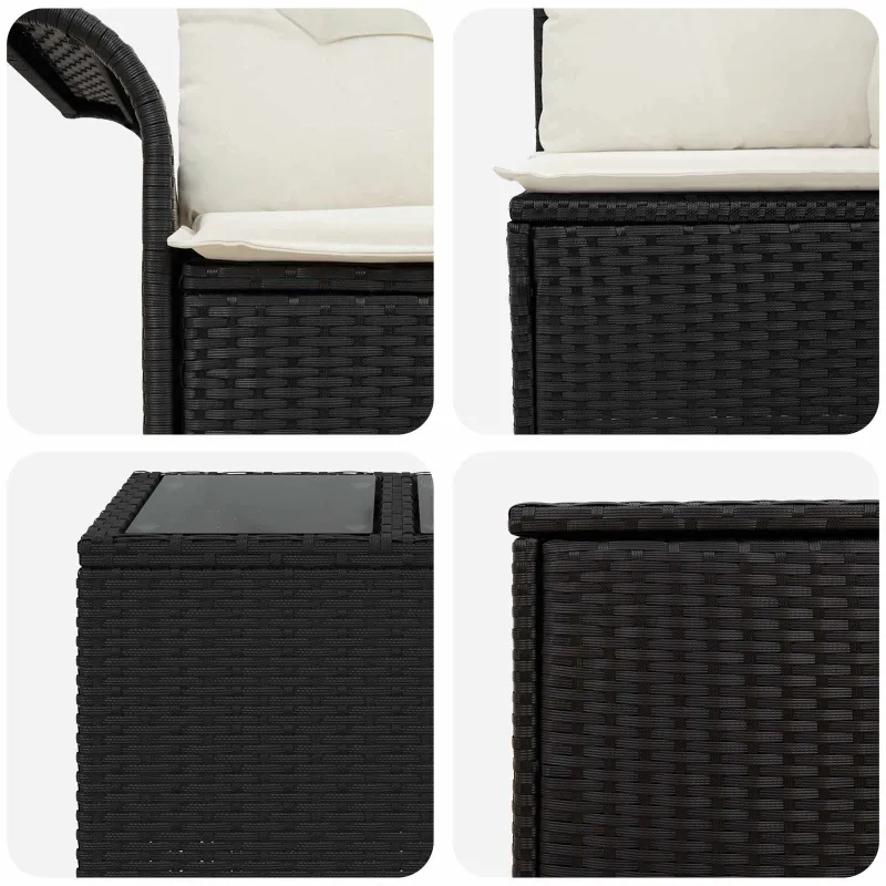 Sofos komplektas 6 pcs 4-Vietų skaičius Juoda ir kreminė balta