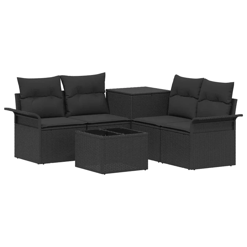 Sofos komplektas 6 pcs 4-Vietų skaičius Juoda