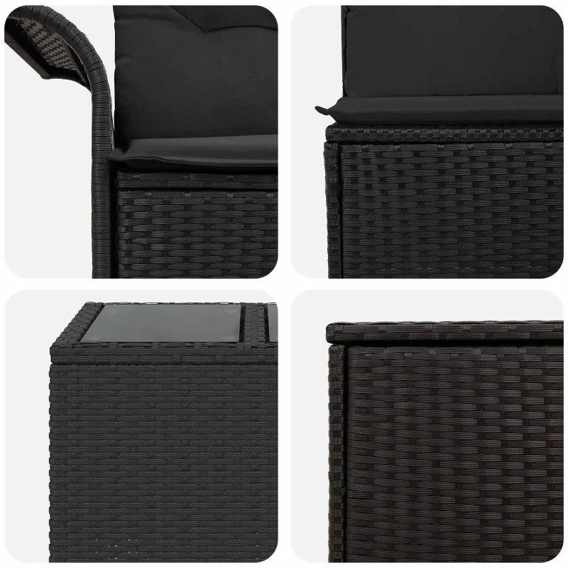 Sofos komplektas 6 pcs 4-Vietų skaičius Juoda